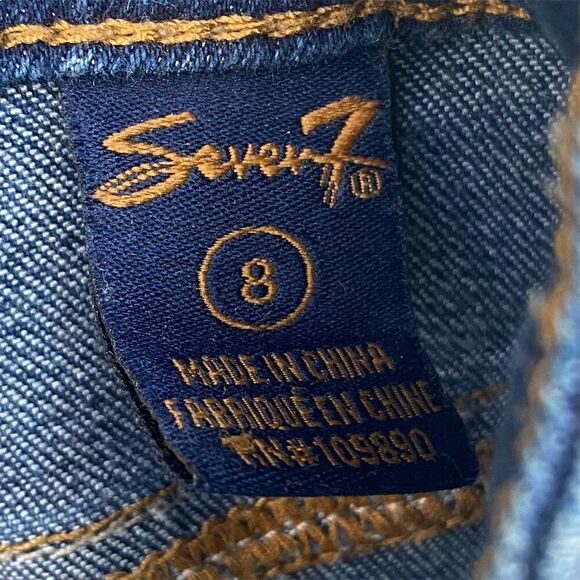 Seven7 Women's Size 8 Blue Bootcut Distressed Denim Jeans - Picture 9 of 10